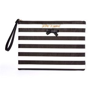 NWT Betsey Johnson Sticky Situations Stripe Pouch with Adhesive Patches
